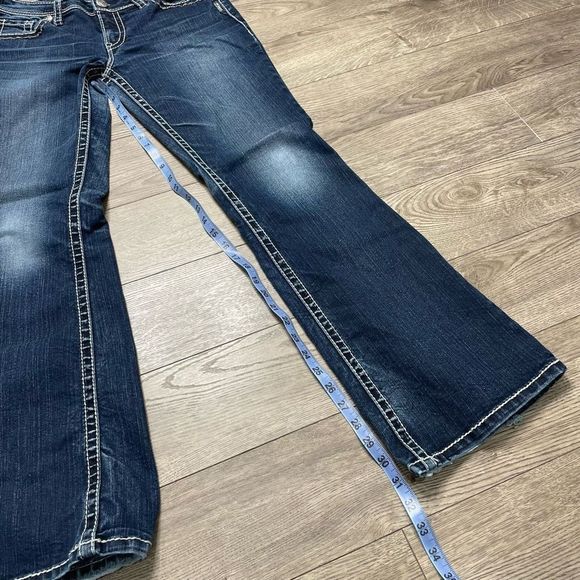 5/$20 Silver Suki Flap Bootcut Flare Jeans Womens 30x32 Mid Rise Rhinestones - Picture 13 of 13